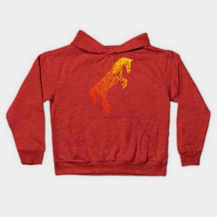 Red to yellow horse doodle Kids Hoodie